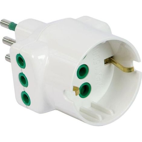 10,0 x ADATTATORE TRIPLO 10A-10A+SCHUKO GARANTI