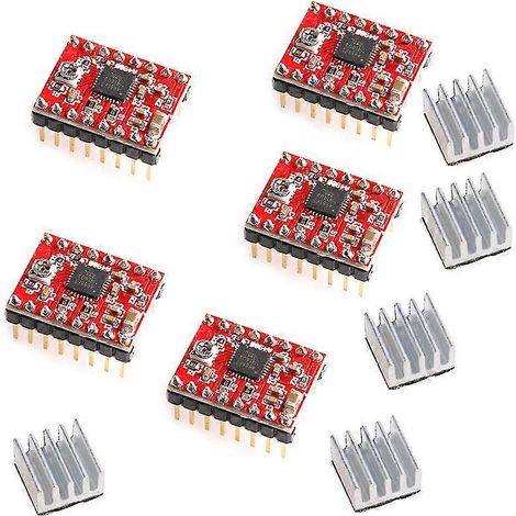Lot de 5 modules de commande de moteur pas à pas A4988 Stepstick Pololu + dissipateur thermique pour imprimantes 3D Reprap Ramps. (1/5)