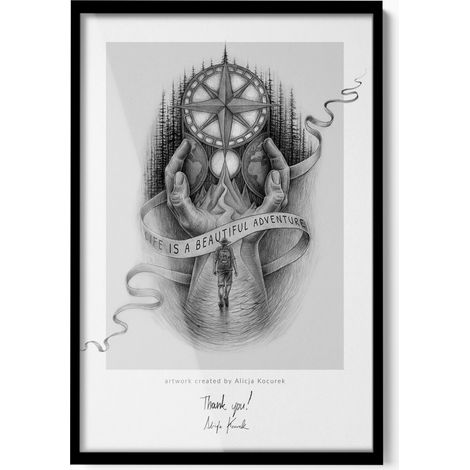 Cadre photo avec illustration et verre acrylique - mural - décoratif pour mur - dans un cadre noir - photo pour cadeau - pour salon 20x30 cm (1/5)