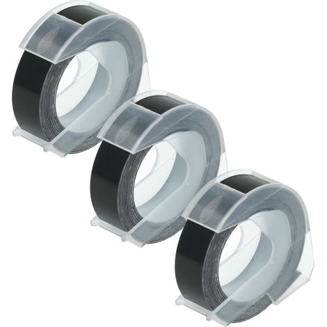 vhbw 3x 3D Embossing Label Tape Replacement for Dymo 0898132 for Label Printer 3m x 12 mm, White on Black, plastic (1/5)