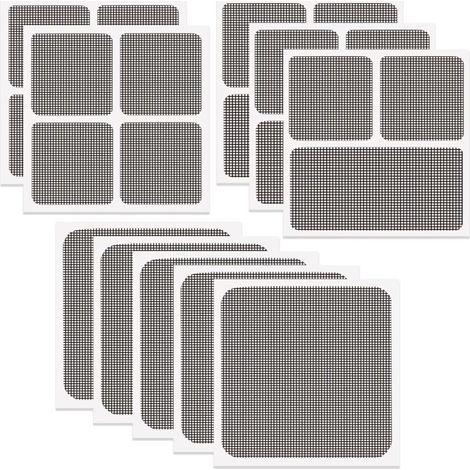 Lot de 10 moustiquaires de réparation en fibre de verre autocollante, protection contre les insectes, pansements de réparation en fibre de verre, pour fenêtre, porte, trou de moustiquaire (noir) (1/4)