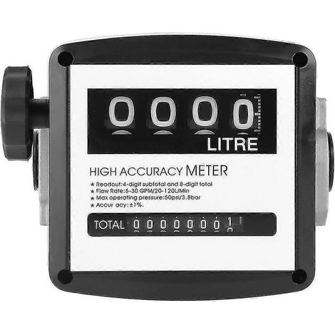 Jauge de carburant mécanique à 4 chiffres, débitmètre de carburant mécanique, filetage interne 25 mm (1 pouce) 5- (1/5)