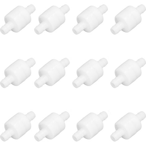 Lot de 12 clapets anti-retour unidirectionnels PE résistant chaleur ozone chimie 8mm 0.31in blanc pour aquarium industrie alimentaire médical (1/5)