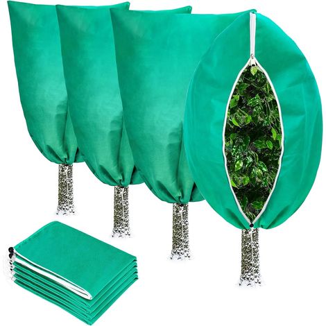 Lot de 4 protections hivernales 80 x 120 cm, protection hivernale pour plantes en pot, plantes antigel, respirantes pour plantes, arbustes et arbres fruitiers, protection des plantes pour (1/5)