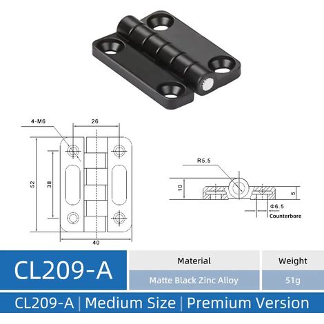 (CL209-A-ZAB-ZY) Charnière CL209 en acier inoxydable, charnière pour armoire industrielle, charnière pour armoire électrique en alliage de zinc (1/5)