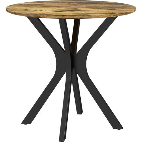 Esstisch, Runder Küchentisch, Moderner Esszimmertisch Kaffeetisch mit Spider-Stahlgestell, Bartisch für 2 Personen, Ø78 x 75 cm, Rustikales Braun