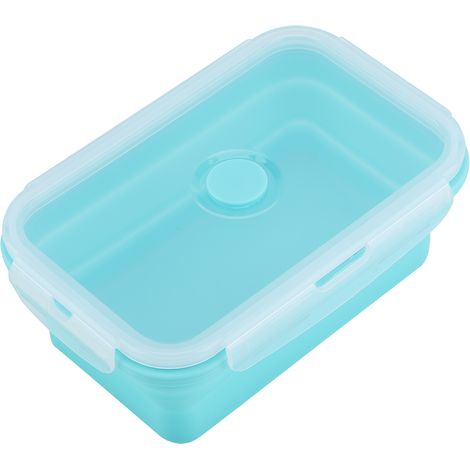 Boîte déjeuner pliable en silicone, vert 800ml, récipient alimentaire micro-ondable, lunchbox portable et économique. (1/3)