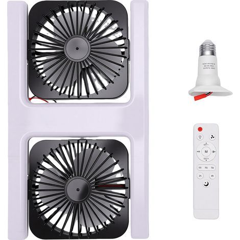 LED-Deckenventilator mit zwei Köpfen – E27-Fassung, verstellbarer Winkel, Fernbedienung für Küche, Schlafzimmer, Wohnzimmer (1/5)