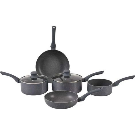 Batterie de cuisine 7 pièces Gris Tous feux dont induction Herzberg HG1020-GRY (1/5)