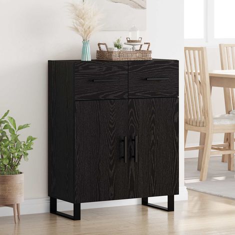 vidaXL Credenza Rovere Nero 69,5 x 34 x 90 cm Legno multistrato
