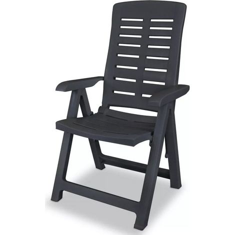 Chaise de jardin pliable plastique anthracite Bouka - Lot de 4 (1/4)