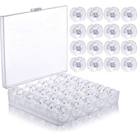 Canettes Machine À Coudre - 50 Pièces - Plastique Transparent - Pour Singer Brother Janome - Avec Boîte De Rangement (1/5)