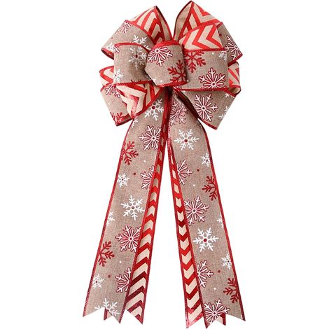 Nœud De Décoration De Noël - Velours Rouge Et Or - 60 Cm - Pour Arbre De Noël Top Decoration - 1 Pièce (1/5)