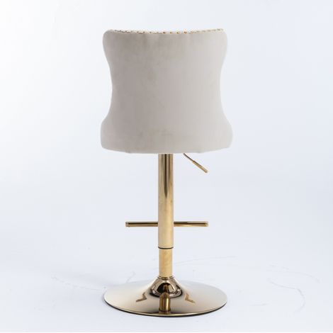 Juego de 2 taburetes de bar giratorios de terciopelo beige ajustables para cocina - MEUBLIV (1/5)