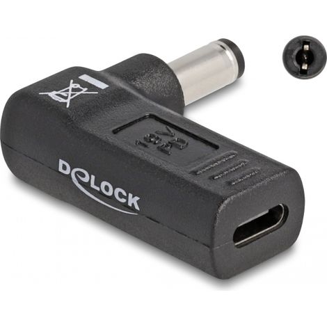 Delock Adaptador para cable de carga de ordenador portÃ¡til USB Type-Câ¢ hembra a 5,5 x 2,1 mm macho en Ã¡ngulo de 90Â°