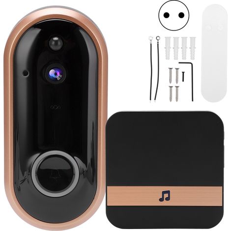 Sonnette vidéo WiFi HD 1080P Interphone bidirectionnel Vision nocturne 166° grand angle Sécurité domestique Prise EU 90-260V (1/5)