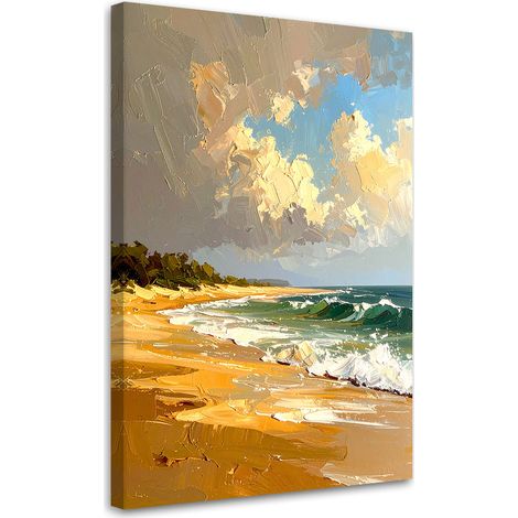 Wandbild für das Wohnzimmer Landschaft Meer Strand Ölfarbeffekt 40x60 cm (1/5)