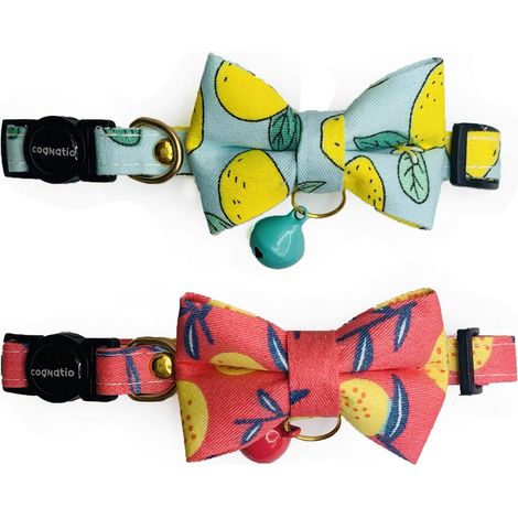 Lot de 2 Colliers pour Chat avec nœud Papillon Amovible et Clochette - Colliers de sécurité à dégagement Rapide pour Chaton - Réglable de 20 à 30 cm (1/5)