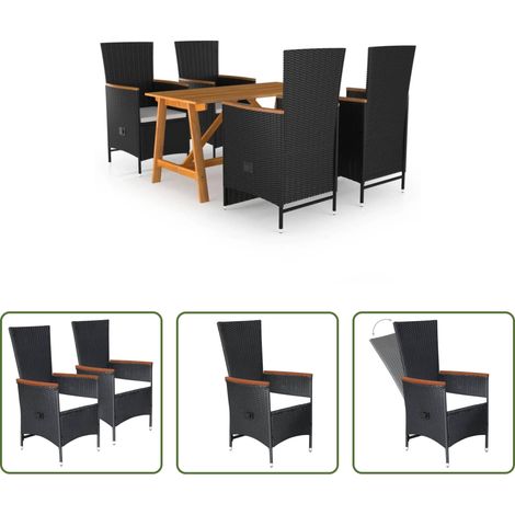 vidaXL Salle à manger extérieur - Ensemble à manger de jardin 5 pcs Noir (1/5)
