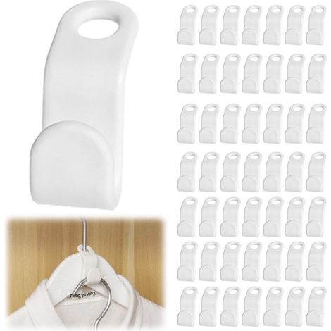 Crochet Gain De Place - Connecteur Cintres Plastique - Empilable Pour Armoire - Blanc - Lot De 50