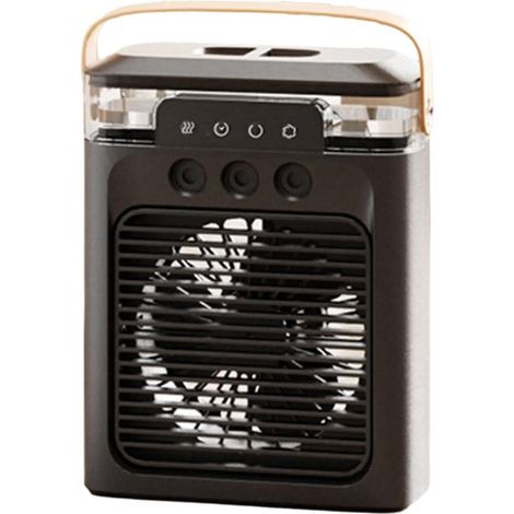 Raffrescatore d'aria personale，ventilatore da scrivania con luce notturna a LED a 7 colori，alimentazione USB per ufficio，casa e viaggi (nero)