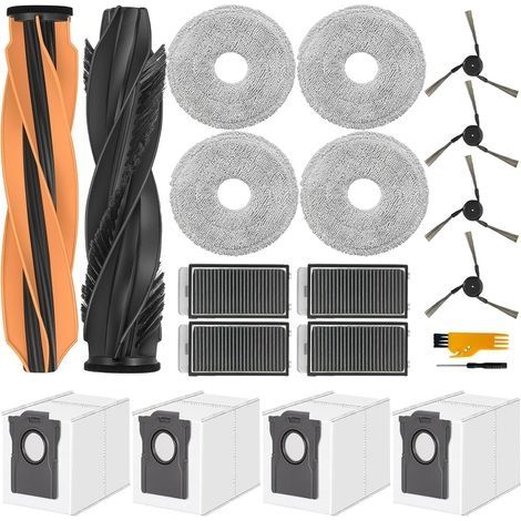 Accessoires aspirateur pour L40s Pro Ultra/ L50 Pro Ultra/Matrix 10 Ultra, 1 brosse principale, 4 lingettes, 4 filtres, 4 brosses latérales, 4 sacs à poussière, pour Mova V50 Ultra Complete (1/5)