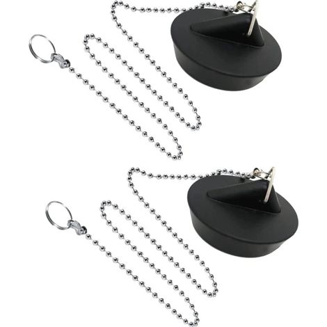Stück Gummi-Waschbeckenstöpsel mit Kugelkettenstopper, Universal-Waschbeckenstöpsel aus Edelstahl mit Haken für Küchenspüle oder Badewanne