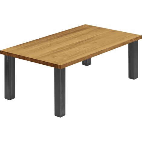 LAMO Manufaktur Esstisch Küchentisch, 120x80x47cm (AxBxH), Classic, Rustikal / Rohstahl mit Klarlack, LGW-01-A-003-0000Cl (1/5)
