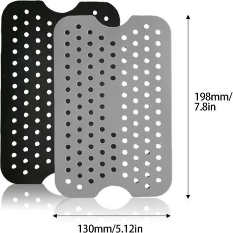 4 Pièces Doublure de Friteuse à Air Revêtements Antiadhésifs pour Friteuse à Air Tampons pour Friteuse à Air Tapis de Friteuse à Air en Silicone pour Four, Friteuse à Air (Gris, Noir) (1/3)