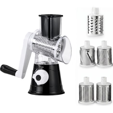 Cortador de verduras manual tipo mandolina, multifuncional, con 5 cuchillas de tambor desmontables, ideal para cortar patatas. (1/5)