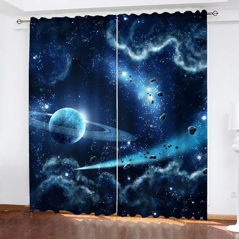 Planètes de l'univers spatial Rideau occultant à œillets pour enfants et adolescents 2 panneaux (A, 280 x 180 cm (2 x 140 x 180 cm) - 50L X 180H cm (2 Panneaux) (1/5)