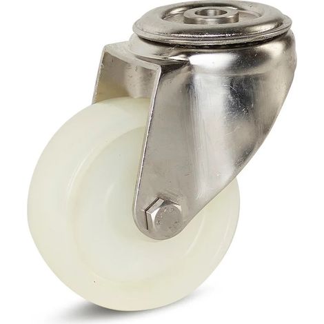 Roue pivotante nylon inox - MESO - Trou central - 80 mm - 140 kg