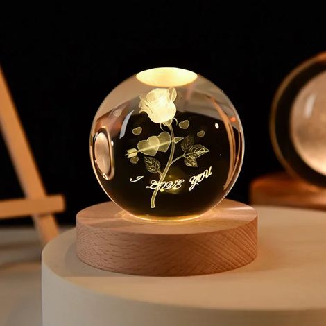 Boule de cristal 3D de 6 cm, gravée au laser, décoration de bureau pour la maison (1/2)