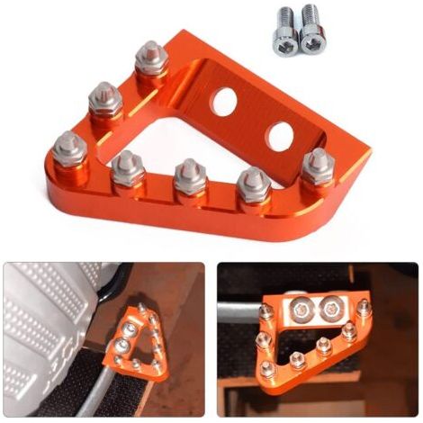 BUNTHAUS Pédale de Frein Arrière Moto,CNC en Aluminium Embout Pedale de Frein Pedale Frein pour SX SXF EXC EXCF XC XCW XCF Dirt Bikes-Orange (1/5)