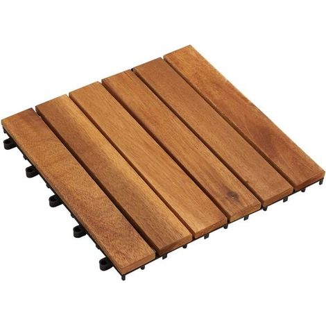 Carreaux de sol pour terrasse, 30 pièces, marron, 30 x 30 cm, bois d'acacia. (1/5)