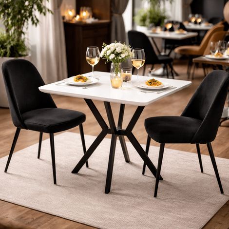 Bistro-Esstisch aus weißem Melamin in Marmoroptik - 70x70 cm -