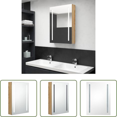 vidaXL Eichefarben - LED-Bad-Spiegelschrank Eichenoptik 50x13x70 cm (1/5)