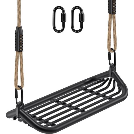 17 Inch Heavy Duty Swing Seat with Metal Frame with Adjustable Rope and Quick Connection, Replacement Swing Set for Kids and Adults, Indoor Playground Swing (1/5)