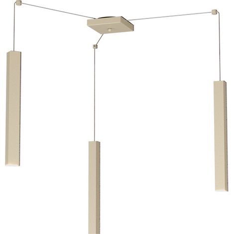 Sospensione Moderna Square Tube Metallo Sabbia 3 Luci Gu10 (1/4)