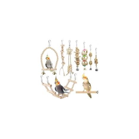 Juguetes colgantes para pájaros y loros, hamacas colgantes para masticar, escaleras para trepar y juguetes para jaulas de pájaros para periquitos, cotorras, conuros, cacatúas, minás, agapornis, pinzon