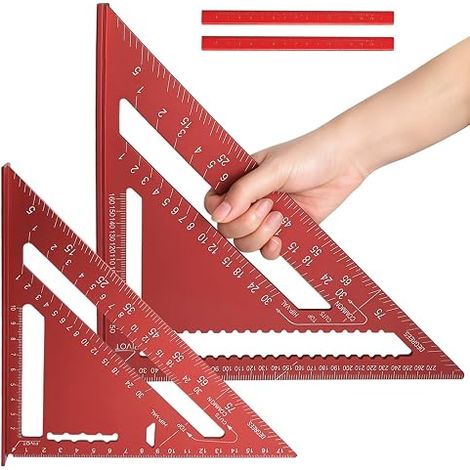 Ensemble d'angle de menuisier, 2 pièces angle de butée 300 mm et 180 mm équerre de menuisier multifonction équerre de butée en métal de précision pour 45° et 90°, mesure la ligne (1/5)
