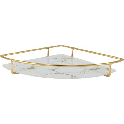 Badezimmer-Ablageschale, leicht, luxuriös, dekorativ, dreieckig, goldfarben, strukturiert, für Badezimmer, für Seife, Handtücher, Servietten, Schmuck, Make-up, weiß (1/5)