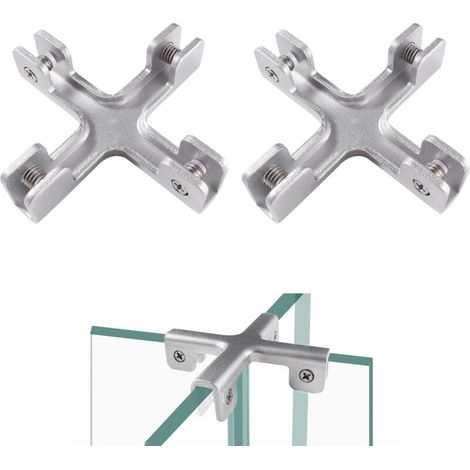 2 Pièces 8mm Pince à Verre, Clips a Verre en Alliage D'aluminium, Supports de Serrage Réglables pour Verre, Clip de Fixation du Verre, pour Verre de 3-7 mm D'épaisseur, Forme de Croix (1/5)