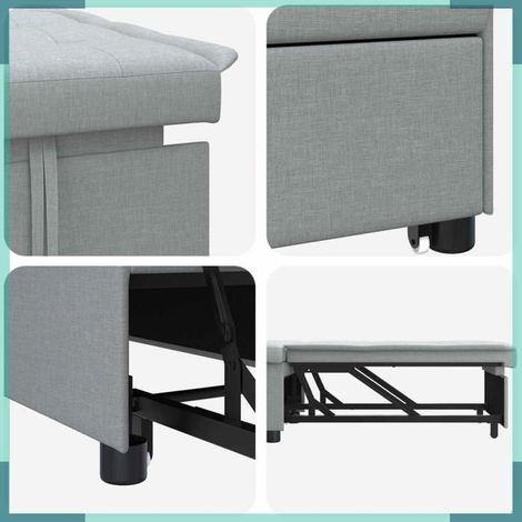 Canapé-lit escamotable - 42008582 - Gris clair - 194 x 50 x 82 cm - Tissu (1/4)