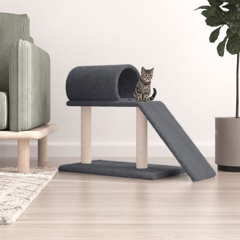vidaXL Rascador para gatos con túnel y escalera gris oscuro 55,5 cm (1/5)