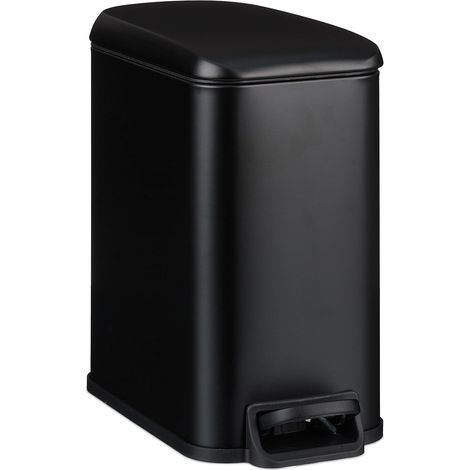 Poubelle de Salle de Bain, 5 L, Fermeture en Douceur, Aspect Mat, Seau intérieur, à pédale, Noire (1/5)