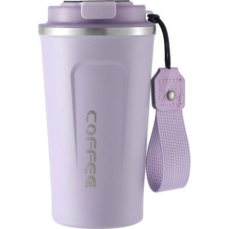 Tasse À Café En Acier Inoxydable - 510 Ml - Double Paroi Isolée - Couvercle Étanche À Une Main - Pour Voyage Et Bureau - 1 Pièce