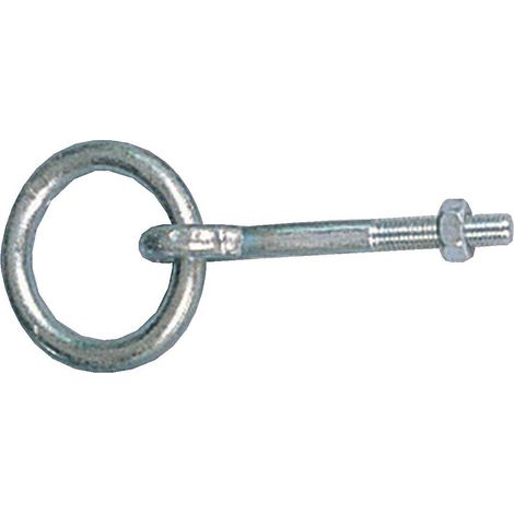 Anneau d'écurie à écrou acier zingué diamètre fil 10 mm longueur 60 mm - MONIN
