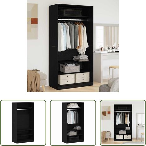 Holzkleiderschrank - Kleiderschrank Schwarz Eichen-Optik 100 x 50 x 200 cm (1/5)
