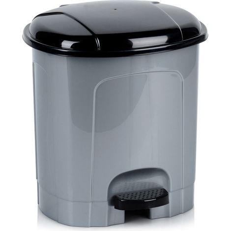 Poubelle à pédale en plastique, grise, 5,5 l (1/5)